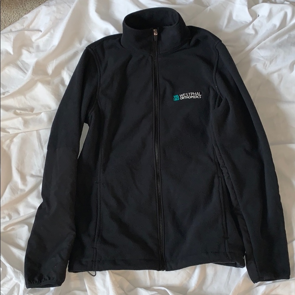 💵lands end black fleece jacket size medium